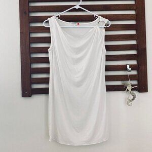2000s cowl neck white top